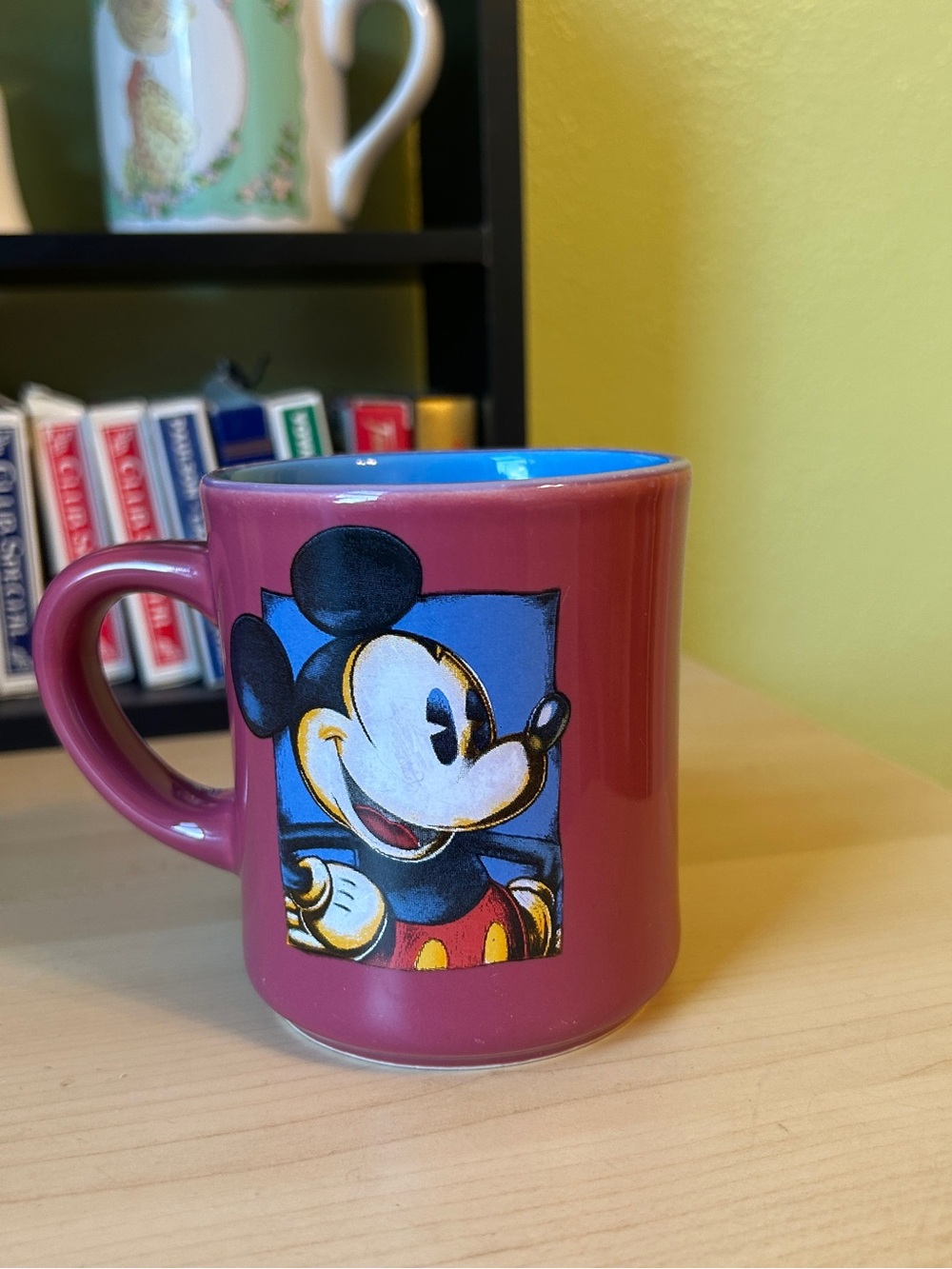 Vintage Mickey Mouse Graphic Ceramic Mug - Maroon/Blue